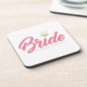 Moderne aangepaste bruidsnaam roze glitterende dia bier onderzetter (Linkerzijde)