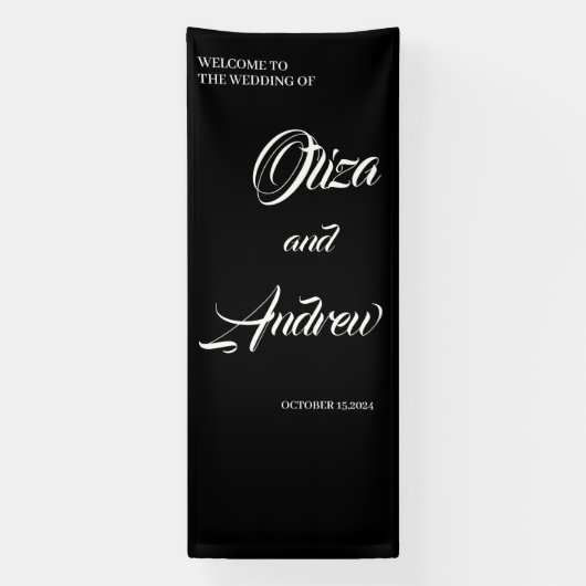 Moderne aangepaste bruiloft paar naam met datum ba spandoek (Verticaal)