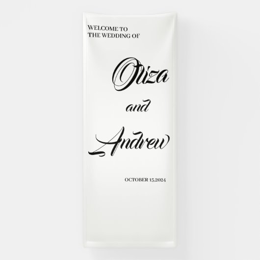 Moderne aangepaste bruiloft paar naam met datum spandoek (Verticaal)