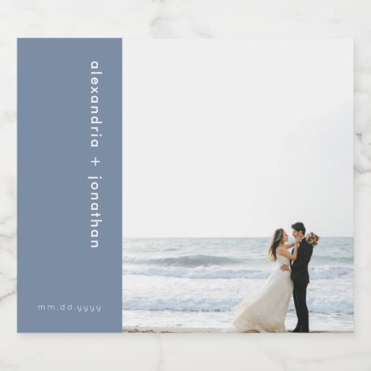 Moderne aangepaste bruisende wijn trouwfoto sparkling wijnetiket (Enkel label)