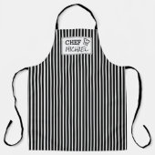 Moderne, aangepaste Chef Black Striped Schort (Voorkant)