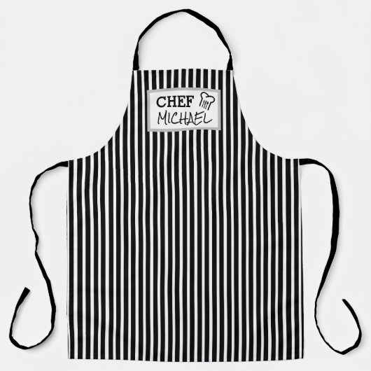 Moderne, aangepaste Chef Black Striped Schort (Voorkant)