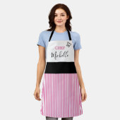 Moderne, aangepaste Chef Pink Striped Schort (Gedragen)