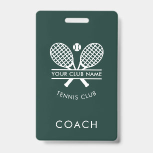 Moderne Aangepaste Club Naam Tennisrackets Motief Badge