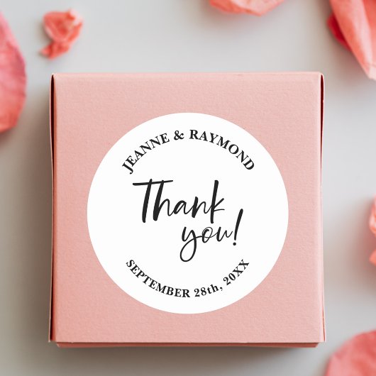 Moderne Aangepaste Dankjewel Script Bruiloft Favor Ronde Sticker