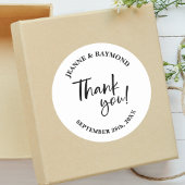 Moderne Aangepaste Dankjewel Script Bruiloft Favor Ronde Sticker