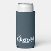 Moderne aangepaste De Bruidegom Stof Groen Witte T Seltzer Blikjeskoeler (Seltzer Voorkant)