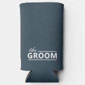 Moderne aangepaste De Bruidegom Stof Groen Witte T Seltzer Blikjeskoeler (Voorkant)