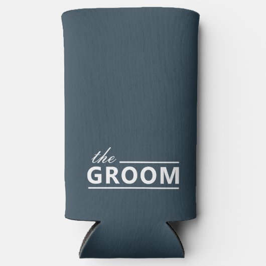 Moderne aangepaste De Bruidegom Stof Groen Witte T Seltzer Blikjeskoeler (Voorkant)