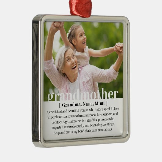 Moderne aangepaste definitie van een grootmoeder metalen ornament (Rechts)