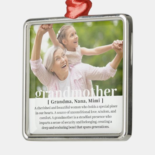 Moderne aangepaste definitie van een grootmoeder metalen ornament (Links)