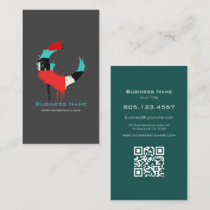 Moderne aangepaste donkergrijze en turquoise abstr visitekaartje