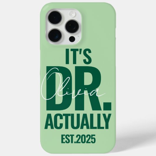 Moderne Aangepaste Dr. Naam Datum Donkergroen Case-Mate iPhone Case (Achterkant)