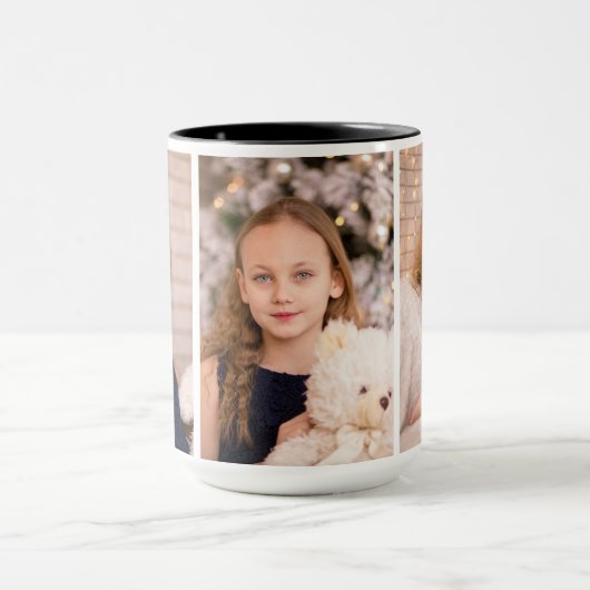 Moderne Aangepaste Drie Foto Collage Mok (Midden)