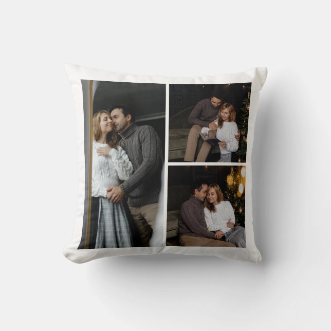 Moderne aangepaste drie fotocollage kussen (Voorkant)