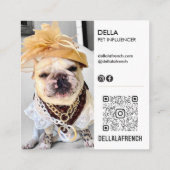 Moderne Aangepaste dubbele foto Scannable QR | Del Vierkante Visitekaartje (Achterkant)