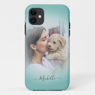 Moderne aangepaste één foto Blauwgroen gradiënt iP Case-Mate iPhone Case
