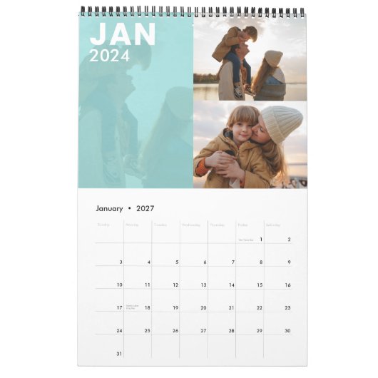 Moderne aangepaste familie foto kalender kleuren (Jan 2027)