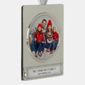 Moderne Aangepaste Familie Foto Kerstmis Verzilverd Banner Ornament (Rechts)