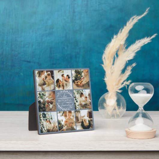 Moderne aangepaste familie fotocollage | Dusty Blu Fotoplaat (Insitu)