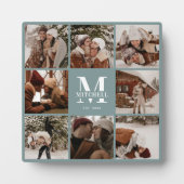 Moderne aangepaste familie fotocollage | Monogram  Fotoplaat (Voorkant)