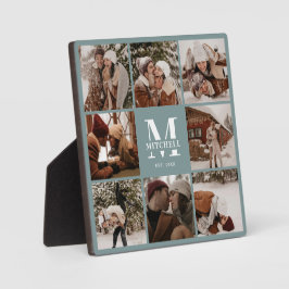 Moderne aangepaste familie fotocollage | Monogram  Fotoplaat