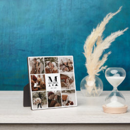 Moderne aangepaste familie fotocollage | Monogram Fotoplaat