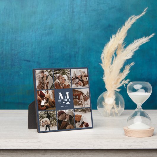 Moderne aangepaste familie fotocollage | Monogram Fotoplaat (Insitu)