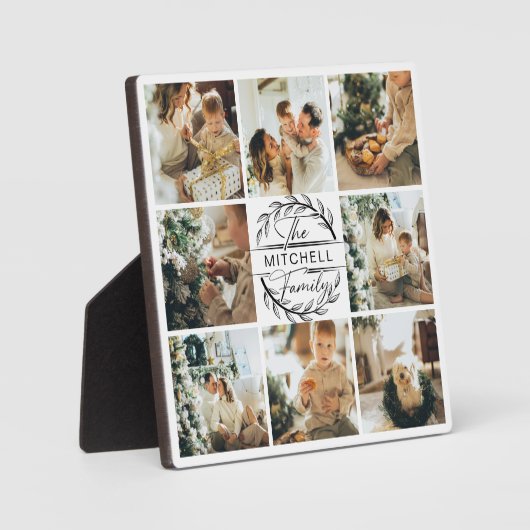 Moderne aangepaste familie fotocollage | Monogram Fotoplaat (Voorkant)