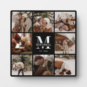 Moderne aangepaste familie fotocollage | Monogram  Fotoplaat (Voorkant)