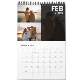 Moderne aangepaste familie fotokalender grijs kalender (Feb 2027)