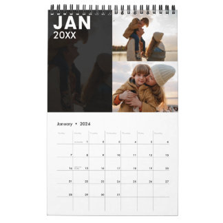 Moderne aangepaste familie fotokalender grijs kalender