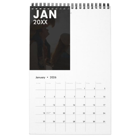 Moderne aangepaste familie fotokalender grijs kalender (Jan 2026)
