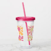 Moderne aangepaste familie water kleur bloem roze  acryl drinkbeker (Links)