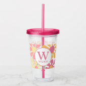 Moderne aangepaste familie water kleur bloem roze  acryl drinkbeker (Voorkant)