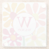 Moderne aangepaste familie water kleur bloem roze  glazen onderzetter (Achterkant)