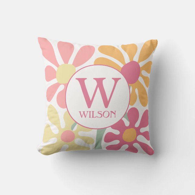 Moderne aangepaste familie water kleur bloem roze  kussen (Voorkant)