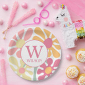 Moderne aangepaste familie water kleur bloem roze  papieren bordje (Feest)