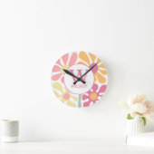 Moderne aangepaste familie water kleur bloem roze  ronde klok (Huis)