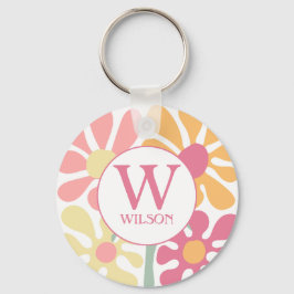 Moderne aangepaste familie water kleur bloem roze  sleutelhanger