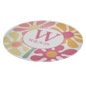 Moderne aangepaste familie water kleur bloem roze  snijplank (Hoek)