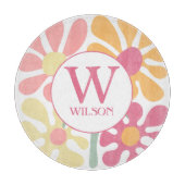 Moderne aangepaste familie water kleur bloem roze  snijplank (Voorkant)