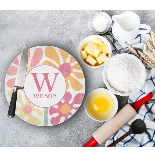 Moderne aangepaste familie water kleur bloem roze  snijplank