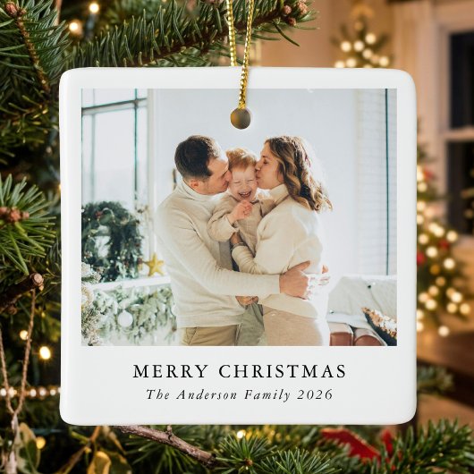 Moderne aangepaste familiefoto keramisch ornament