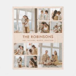 Moderne aangepaste familienaam 10 Fotocollage Fleece Deken