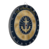 Moderne aangepaste familienaam Nautisch blauw en g Dartbord (Voorkant Links)