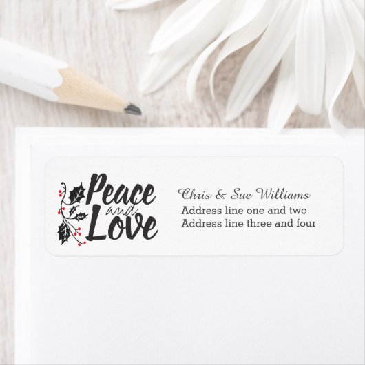 Moderne aangepaste feestdag voor vrede en liefde etiket (Insitu)