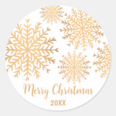 Moderne, aangepaste feestdagen met gouden snowflak ronde sticker (Voorkant)