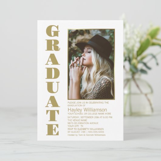 Moderne aangepaste foto afstudeerfeest kaart (Staand voorkant)