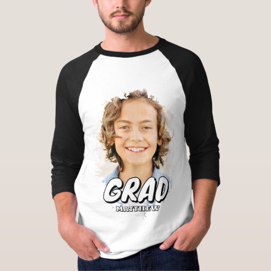 Moderne aangepaste foto afstudeerling gepersonalis t-shirt (Voorkant)